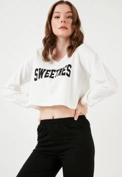 LELA V-NECK CROP - Sudadera - Ecru , Mujer -LELA Tienda 047664fd31c84dc5915f1b08f73a125a