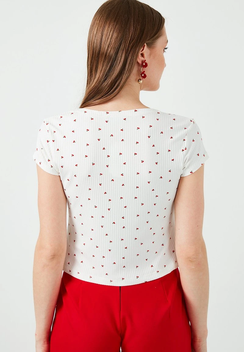 LELA PRINT - Blusa - Ecru Red , Mujer 2 LELA PRINT - Blusa - Ecru Red , Mujer - Imagen 2