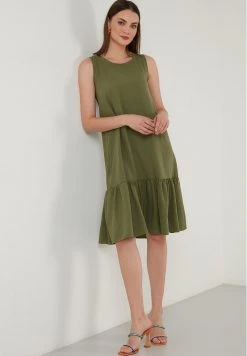 LELA REGULAR FIT MIDI - Vestido Informal - Khaki , Mujer -LELA Tienda 069538f0ee5c43bfbb829d9de75afd97