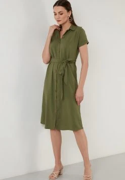 LELA REGULAR FIT DRESS 6235243 - Vestido Camisero - Khaki , Mujer -LELA Tienda 07e98a20c1934b88ab4a93b214a84261