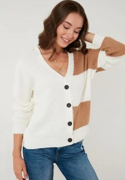 LELA Chaqueta De Punto - Camel, White , Mujer -LELA Tienda 09690bf7cf99434090577c00c4c33b2c