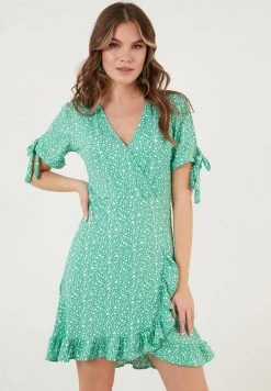 LELA FLORAL RUFFLE DETAIL - Vestido Informal - Benetton Color , Mujer
