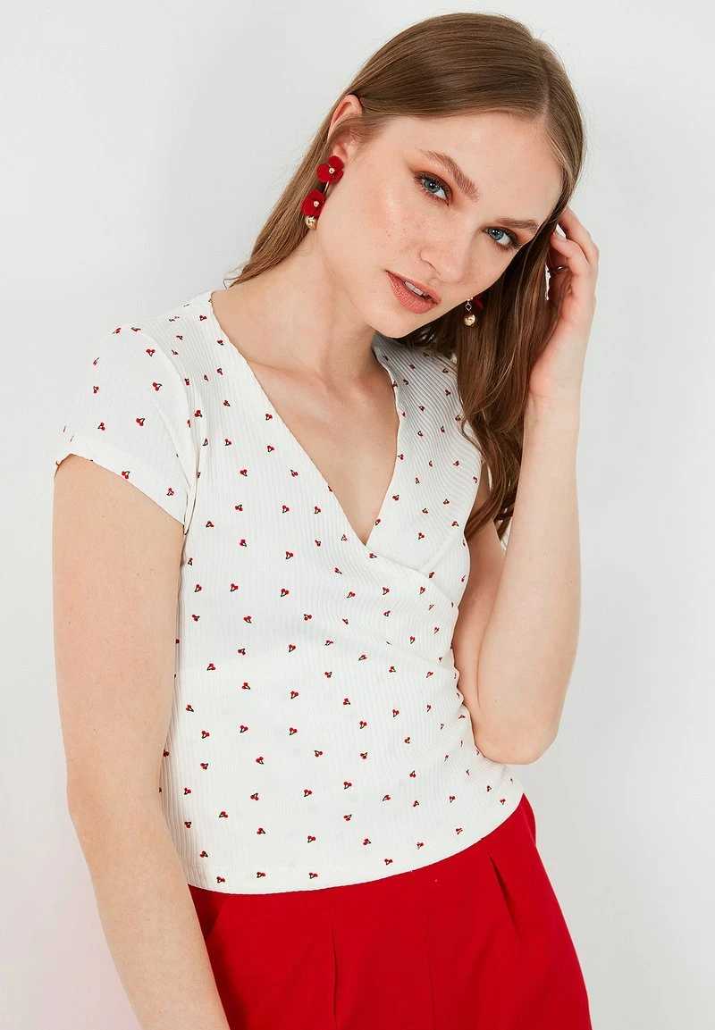 LELA PRINT - Blusa - Ecru Red , Mujer 4 LELA PRINT - Blusa - Ecru Red , Mujer - Imagen 4