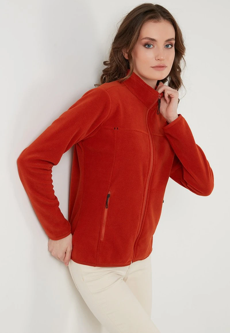 LELA HIGH COLLAR ZIPPER - Forro Polar - Orange , Mujer 3 LELA HIGH COLLAR ZIPPER - Forro Polar - Orange , Mujer - Imagen 3