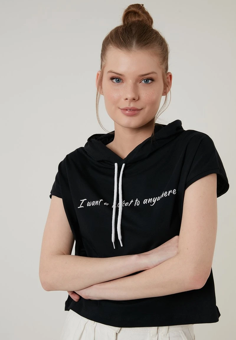 LELA Jersey Con Capucha - Black , Mujer 5 LELA Jersey Con Capucha - Black , Mujer - Imagen 5