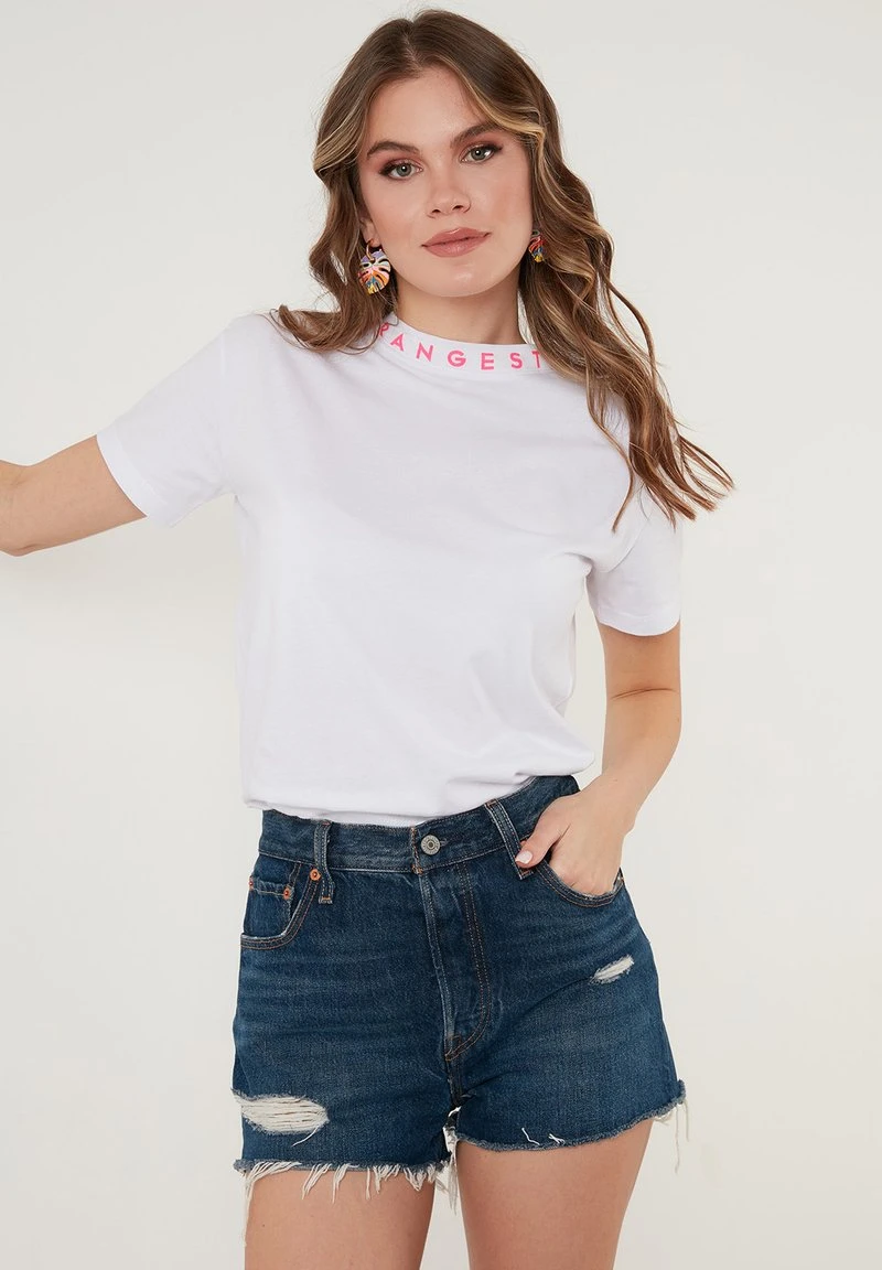LELA CREW NECK - Camiseta Estampada - White Neon Fuchsia, Mujer 2 LELA CREW NECK - Camiseta Estampada - White Neon Fuchsia, Mujer - Imagen 2