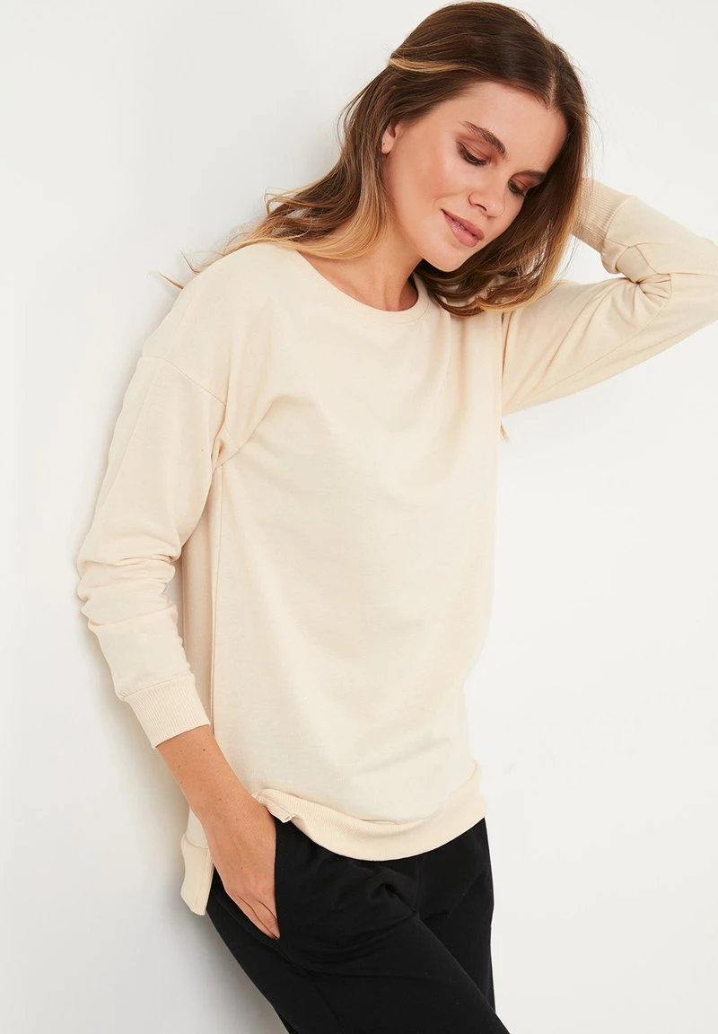 LELA CREW NECK BASIC - Sudadera - Stone Colored , Mujer 4 LELA CREW NECK BASIC - Sudadera - Stone Colored , Mujer - Imagen 4