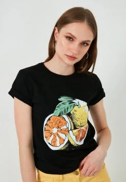 LELA Camiseta Estampada - Black , Mujer