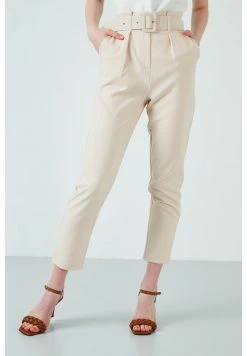 LELA HIGH WAISTED BELTED POCKET TROUSERS WOMEN'S TROUSERS - Pantalones - Stone Colored , Mujer