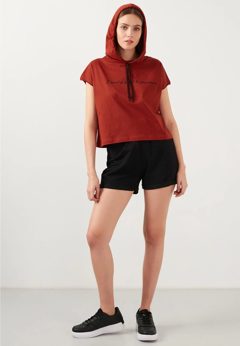 LELA Jersey Con Capucha - Brick Red , Mujer 2 LELA Jersey Con Capucha - Brick Red , Mujer - Imagen 2