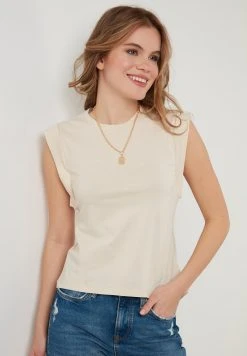 LELA CREW NECK - Camiseta Básica - Stone Colored , Mujer