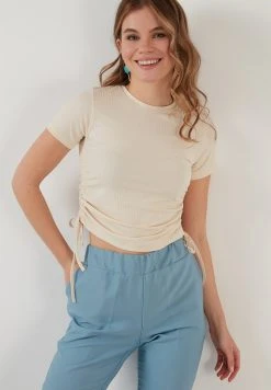 LELA SLEEVE BLOUSE - Camiseta Estampada - Stone Colored , Mujer