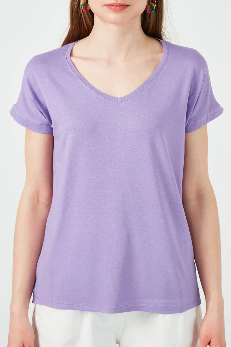 LELA Camiseta Básica - Lilac , Mujer 4 LELA Camiseta Básica - Lilac , Mujer - Imagen 4