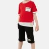 LELA REGULAR FIT T-SHIRT AND SHORTS - Shorts - Red , Niños
