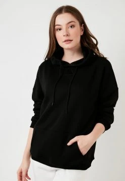 LELA KANGAROO POCKET - Jersey Con Capucha - Black , Mujer