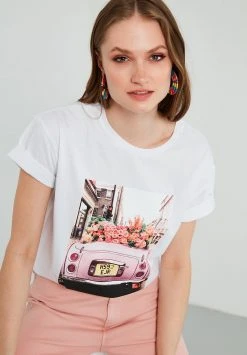 LELA Camiseta Estampada - White , Mujer