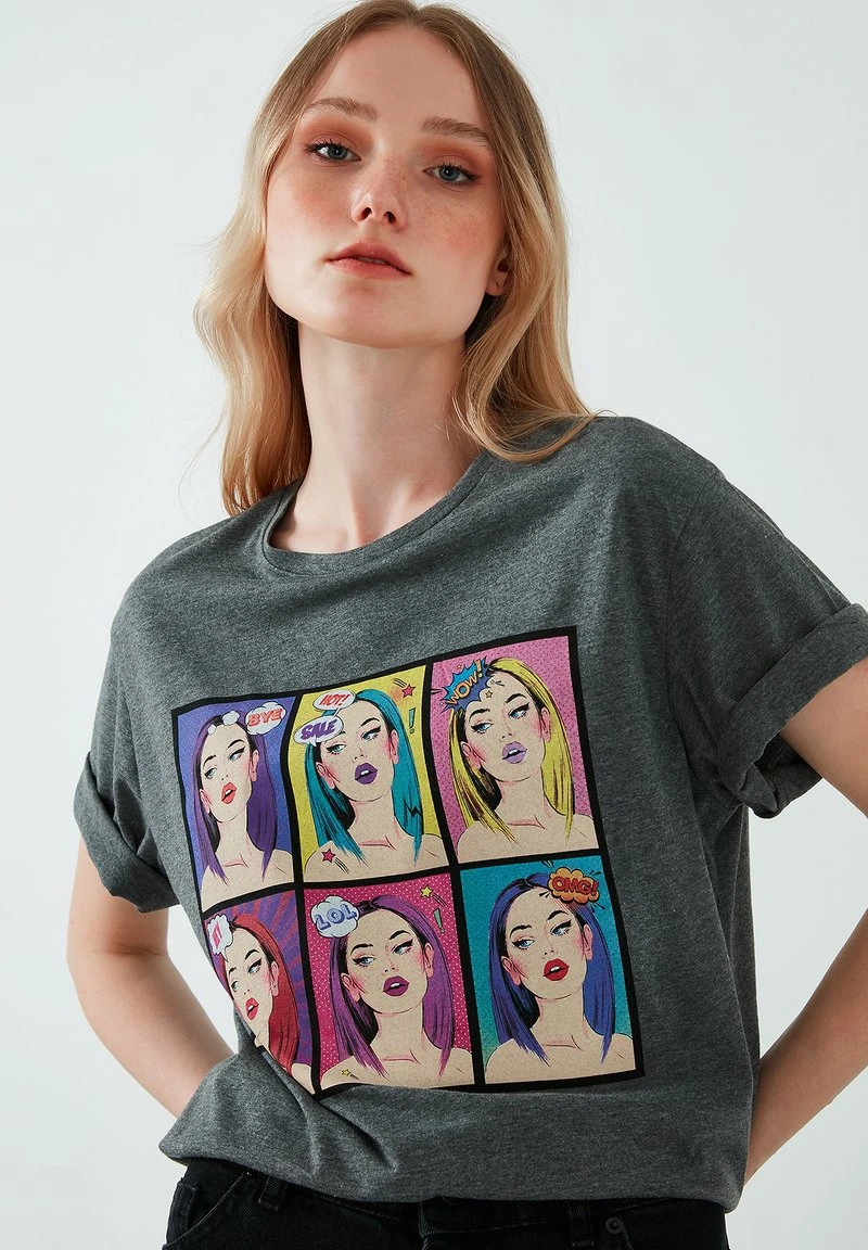 LELA Camiseta Estampada - Anthracite Melange , Mujer 3 LELA Camiseta Estampada - Anthracite Melange , Mujer - Imagen 3