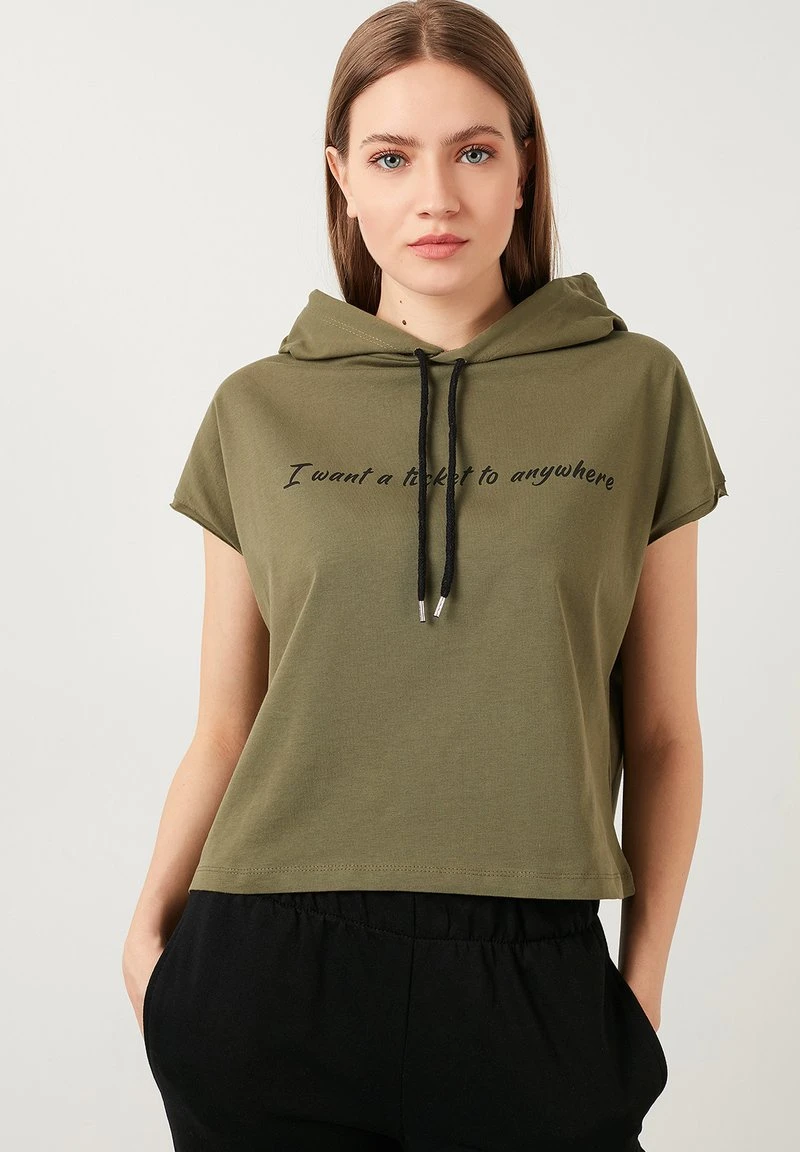 LELA Jersey Con Capucha - Khaki , Mujer 1 LELA Jersey Con Capucha - Khaki , Mujer