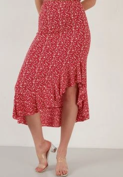 LELA Falda Acampanada - Red , Mujer