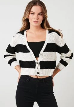 LELA BUTTON-DOWN V-NECK - Chaqueta De Punto - Black , Mujer