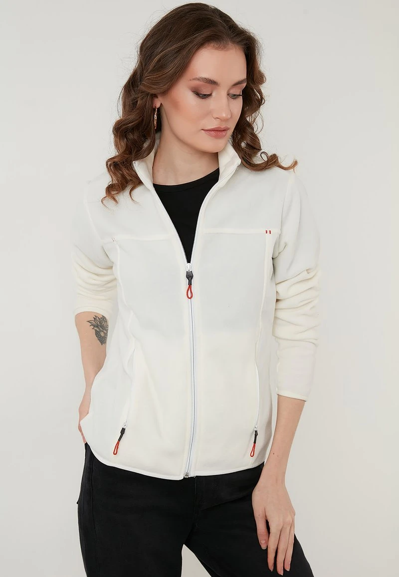 LELA HIGH COLLAR ZIPPER - Forro Polar - Ecru , Mujer 1 LELA HIGH COLLAR ZIPPER - Forro Polar - Ecru , Mujer