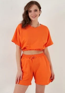 LELA CROP - Shorts - Orange, Mujer