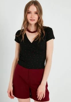 LELA PRINT - Blusa - Black Red, Mujer