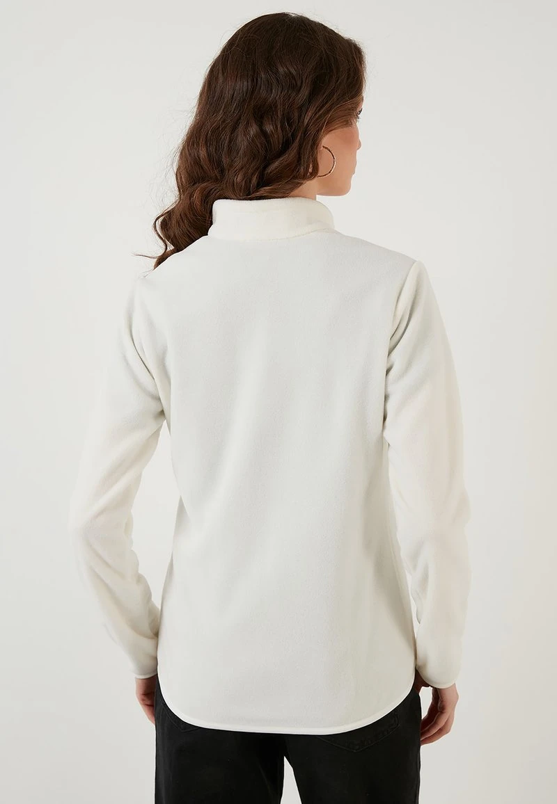 LELA HIGH COLLAR ZIPPER - Forro Polar - Ecru , Mujer 2 LELA HIGH COLLAR ZIPPER - Forro Polar - Ecru , Mujer - Imagen 2