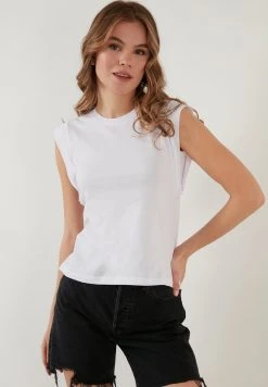 LELA CREW NECK - Camiseta Básica - White , Mujer