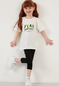 LELA REGULAR FIT T-SHIRT AND LEGGINGS - Leggings - Offwhite , Niños