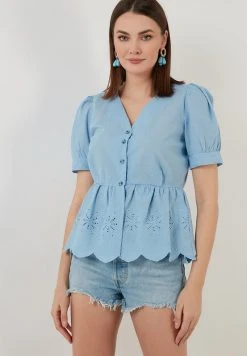 LELA REGULAR FIT - Blusa - Blue , Mujer