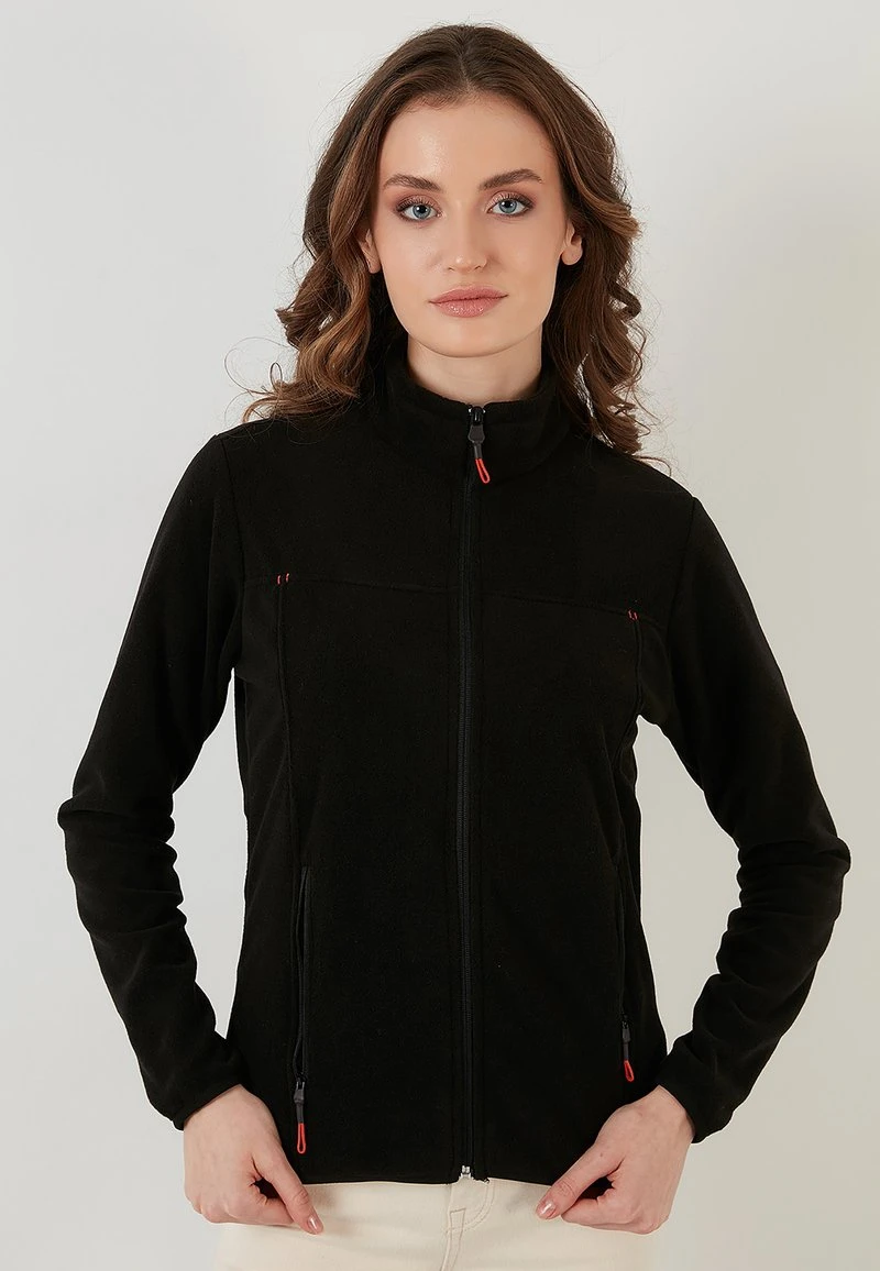 LELA HIGH COLLAR ZIPPER - Forro Polar - Black , Mujer 1 LELA HIGH COLLAR ZIPPER - Forro Polar - Black , Mujer