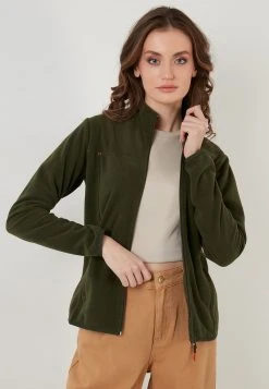 LELA HIGH COLLAR ZIPPER - Forro Polar - Khaki, Mujer -LELA Tienda 5fc18b08032a421f83d32a2067a82e50