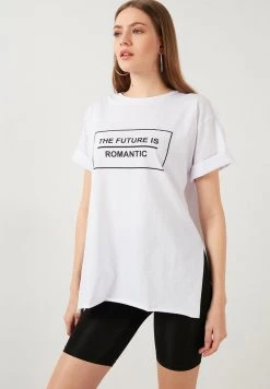 LELA OVERSIZED - Camiseta Estampada - White , Mujer