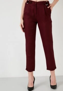 LELA HIGH WAIST TROUSERS - Pantalones - Bordeaux , Mujer