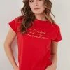 LELA CREW NECK - Camiseta Estampada - Red , Mujer