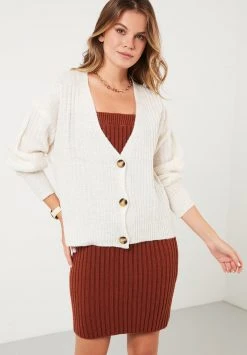 LELA Chaqueta De Punto - Ecru, Mujer -LELA Tienda 75ad4b831e9147bebfb2d20a6713d635