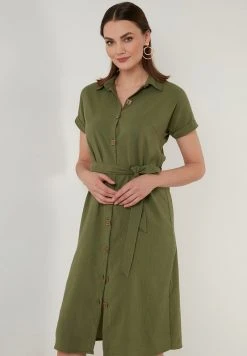 LELA REGULAR FIT DRESS 6235243 - Vestido Camisero - Khaki , Mujer -LELA Tienda 778a5f3ab3664ad39fe76f5971c5d107