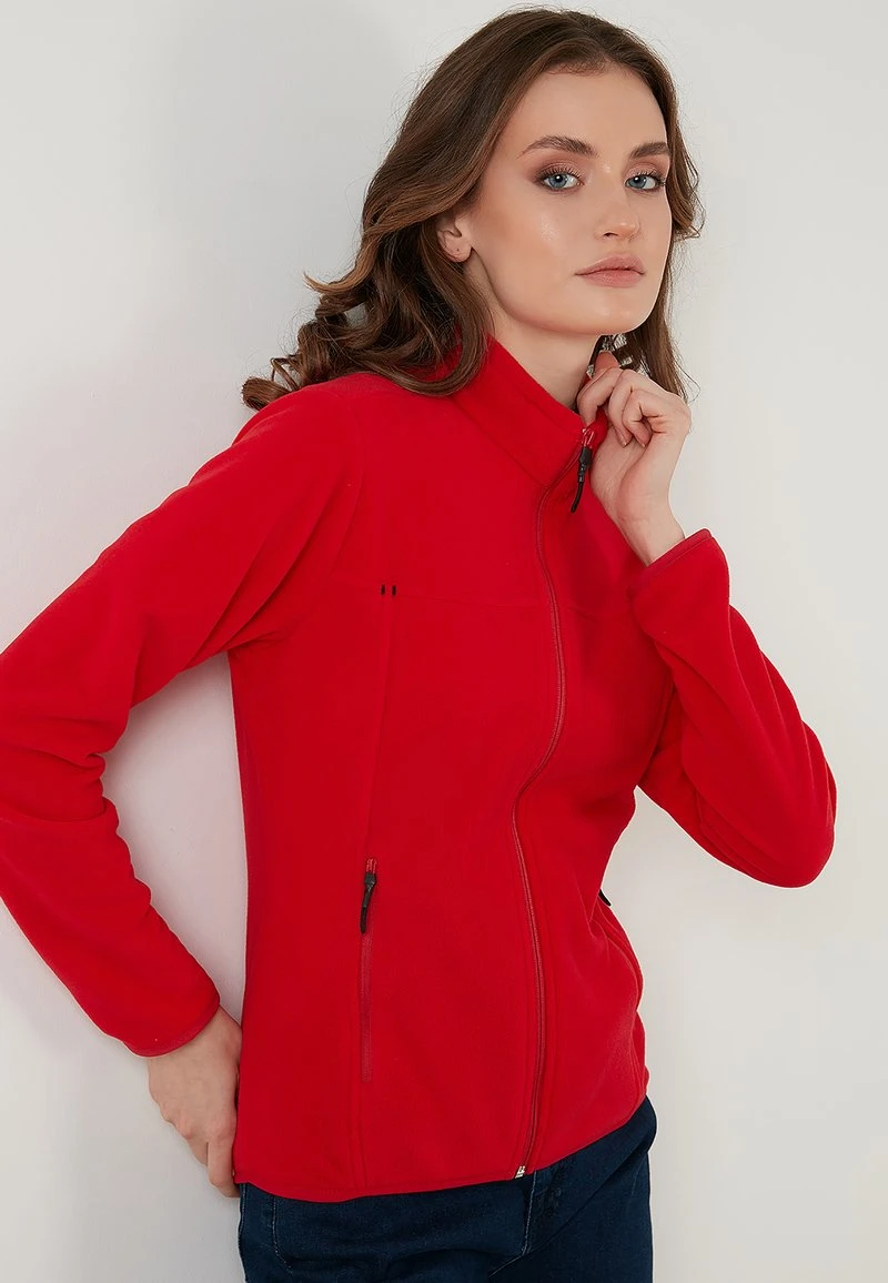 LELA HIGH COLLAR ZIPPER - Forro Polar - Red , Mujer 5 LELA HIGH COLLAR ZIPPER - Forro Polar - Red , Mujer - Imagen 5