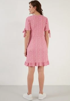 LELA FLORAL RUFFLE DETAIL - Vestido Informal - Fuchsia , Mujer -LELA Tienda 7cd43d10d6984f369bd44bcf420a1299