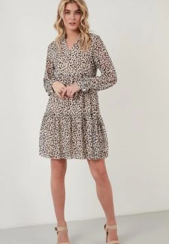 LELA LONG SLEEVE MINI - Vestido Informal - Leopard, Mujer -LELA Tienda 8499405f99c94322b4c98f1c2c911781