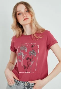 LELA Camiseta Estampada - Dusty Rose Color , Mujer -LELA Tienda 8641036ddf404a8ca62ff576e043ccda