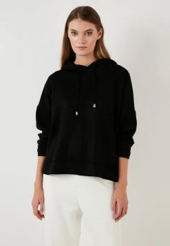 LELA HOODED OVERSIZED - Jersey De Punto - Black, Mujer