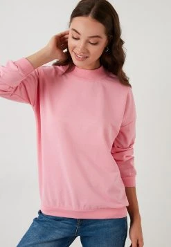 LELA HIGH COLLAR BASIC SWEATSHIRT - Sudadera - Pink, Mujer -LELA Tienda 8dbc9994c1b54ead898a4732cae47f5b