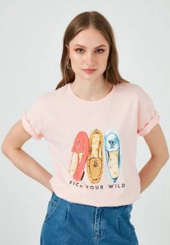 LELA Camiseta Estampada - Powder Pink , Mujer -LELA Tienda 938a1d7237eb4256b169e8807bad5e66