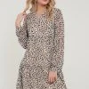 LELA LONG SLEEVE MINI - Vestido Informal - Leopard, Mujer