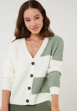 LELA Chaqueta De Punto - Green, White , Mujer -LELA Tienda 9d928a0605284ba9bfc623ffc11d6576