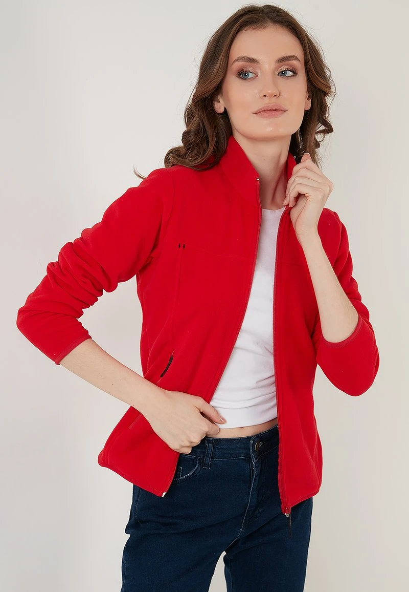 LELA HIGH COLLAR ZIPPER - Forro Polar - Red , Mujer 4 LELA HIGH COLLAR ZIPPER - Forro Polar - Red , Mujer - Imagen 4