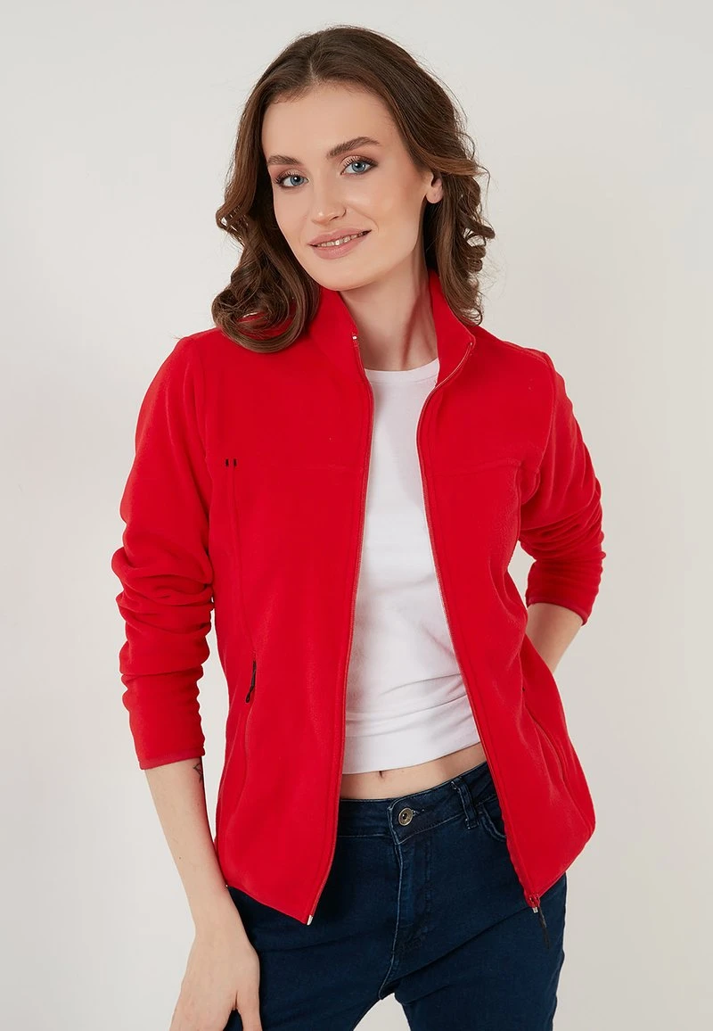 LELA HIGH COLLAR ZIPPER - Forro Polar - Red , Mujer 6 LELA HIGH COLLAR ZIPPER - Forro Polar - Red , Mujer - Imagen 6