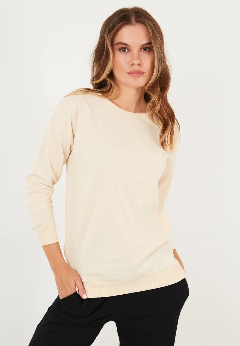 LELA CREW NECK BASIC - Sudadera - Stone Colored , Mujer 2 LELA CREW NECK BASIC - Sudadera - Stone Colored , Mujer - Imagen 2